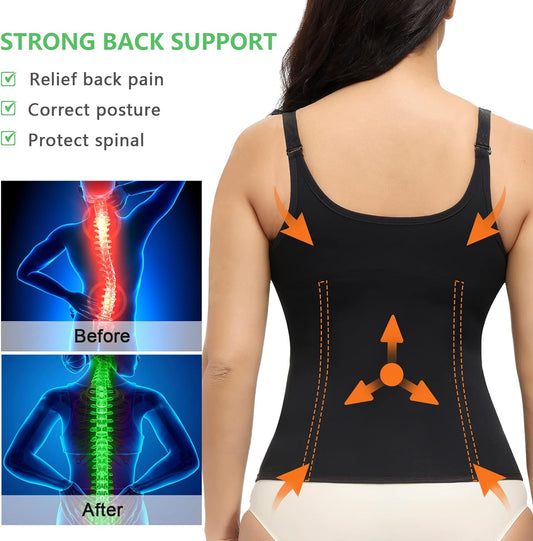 Waist Trainer Vest for Women,Zipper Corset Body Shaper for Tummy Control Neoprene Cincher Tank Top with Straps