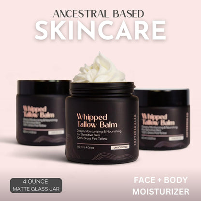 Beef Tallow for Skin (Unscented 4 Oz) - Whipped Tallow Balm for Face and Body - Natural Moisturizer for Sensitive Dry Skin - Handmade Body Butter Lotion - 100% Grass-Fed - Gentle Skincare