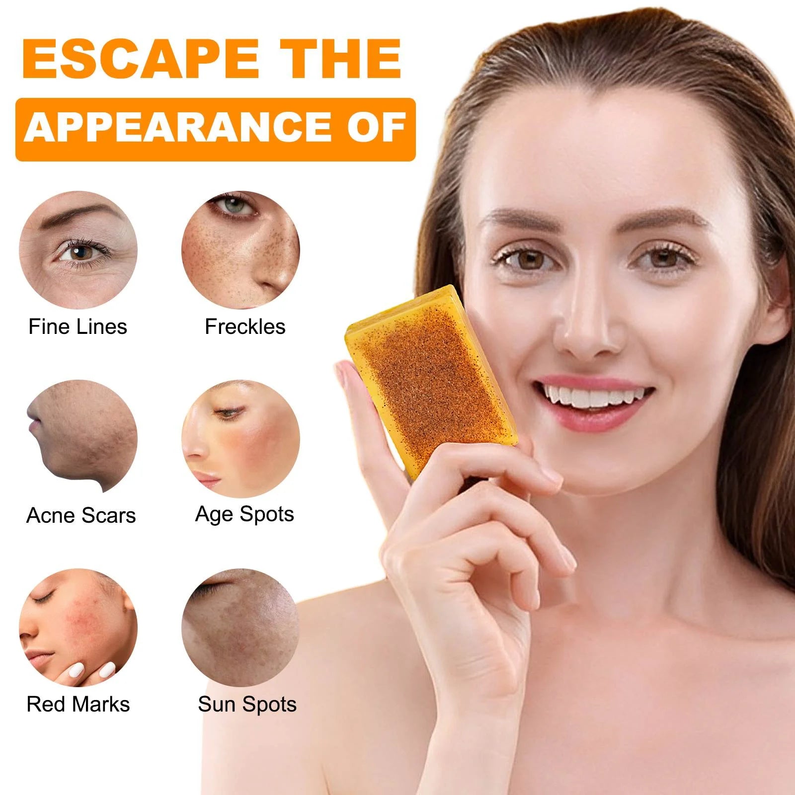 Lemon Turmeric Kojic Acid Soap, Natural Ingredients, Gentle Cleansing, Clean Skin, with Foam Mesh Bags, 100G