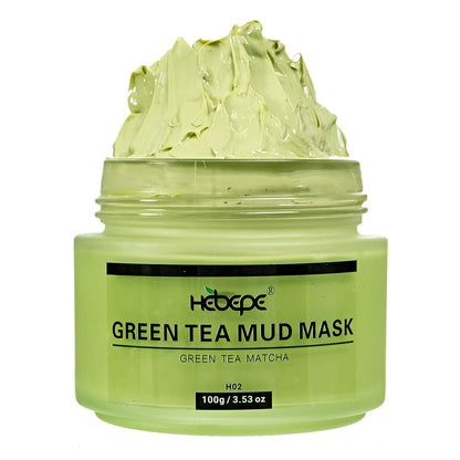 Green Tea Matcha Mud Mask with Aloe Vera, Deep Cleansing, Hydrating, and Relaxing Volcanic Clay Facial Mask